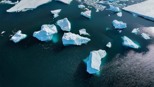 iceberg that has broken off a glacier floating freely in open water, AI generated image