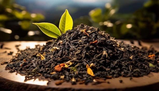 loose english breakfast tea leaves, AI generated image