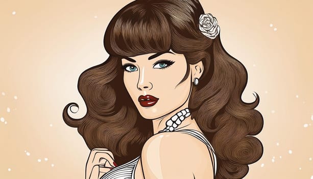 20s style pin up woman illustration, AI generated image