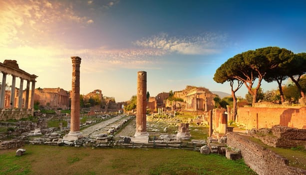 ruins of ancient roman greek city, AI generated image