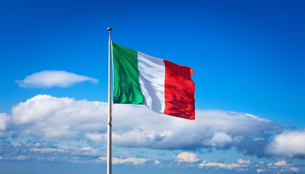 the Italian national flag of Italy, Europe, AI generated image