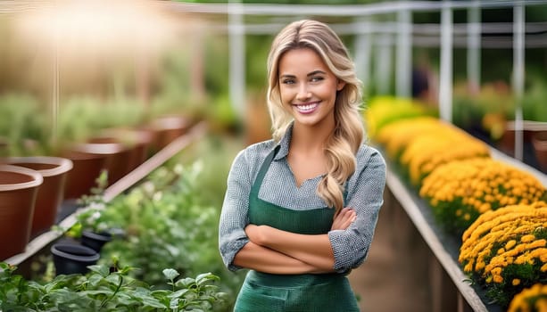gorgeous young gardener woman, AI generated image