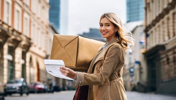 gorgeous young female postwoman, AI generated image