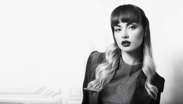 gorgeous elegant model woman in black and white, AI generated image