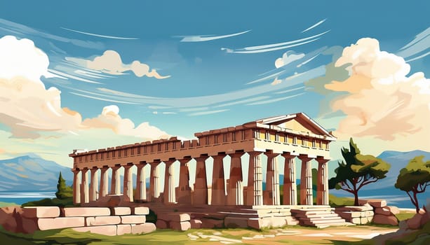 ruins of ancient greek city, AI generated image