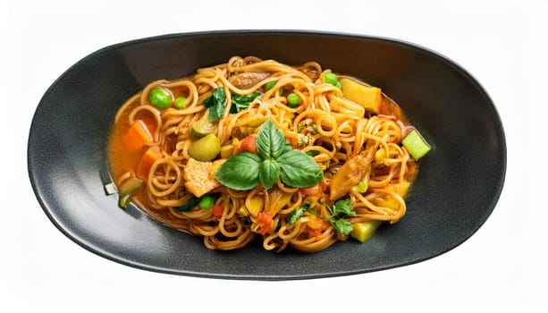 vegetarian curry noodles asian food, AI generated image