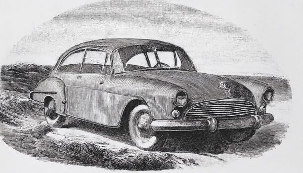 retro vintage car illustration, AI generated image