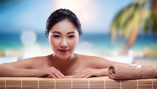 beautiful young woman at the spa, AI generated image