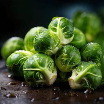 brussel sprouts vegetable food, AI generated image
