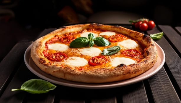 margherita pizza traditional Italian baked food, AI generated image
