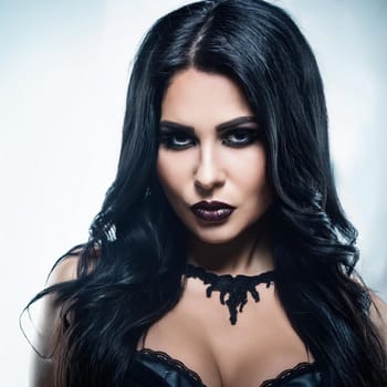 pretty young goth woman, AI generated image