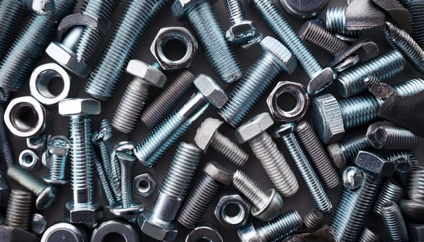 bolts and nuts and screws hardware background, AI generated image
