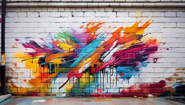 wall with street art graffiti, AI generated image