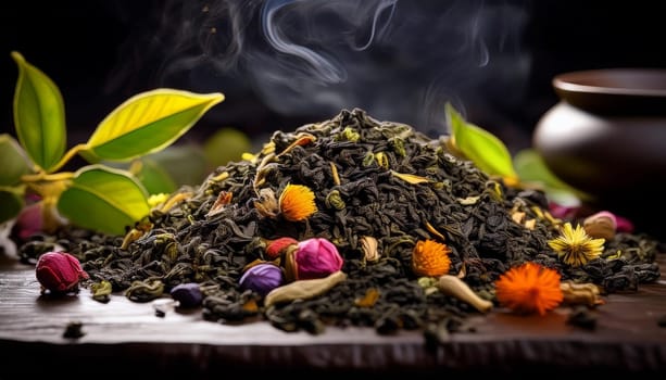 loose english breakfast tea leaves, AI generated image