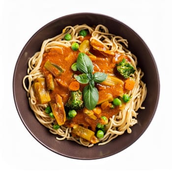vegetarian curry noodles asian food, AI generated image