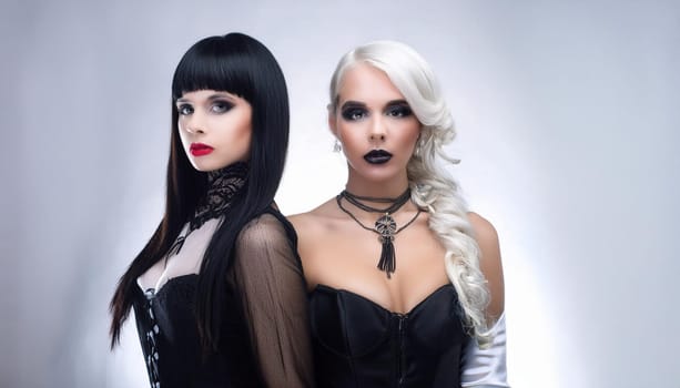 pretty young goth women friends, AI generated image