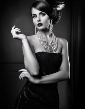 pretty young woman in twenties style, AI generated image