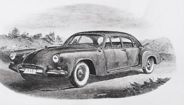 retro vintage car illustration, AI generated image