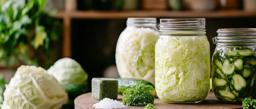 Assorted pickled vegetables in glass jars, highlighting the art of preservation and homemade goodness.