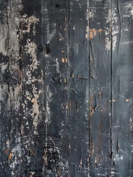 Vertical composition of black wooden planks with weathered orange paint adding a touch of color