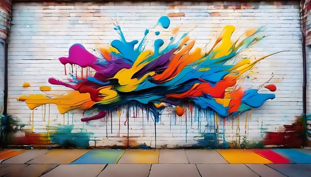 wall with street art graffiti, AI generated image