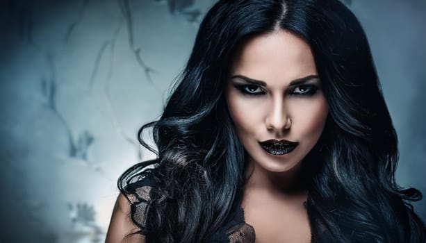 pretty young goth woman, AI generated image