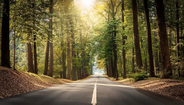 street in the woods, AI generated image