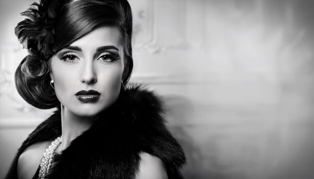 pretty young woman in twenties style, AI generated image