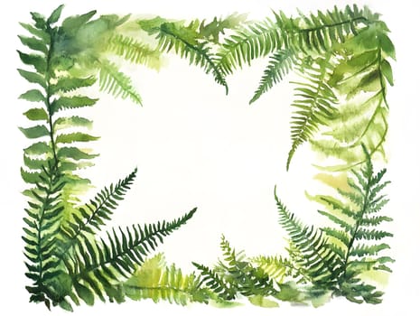 Green Watercolor Style Fern Leaves Greenery plant