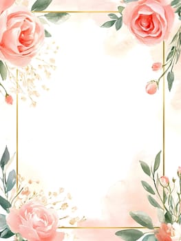 Botany Botanical pink or red rose floral flower Watercolor Style