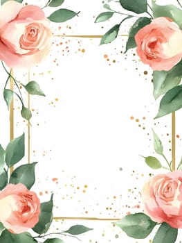 Botany Botanical pink or red rose floral flower Watercolor Style