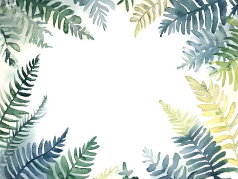 Green Watercolor Style Fern Leaves Greenery plant