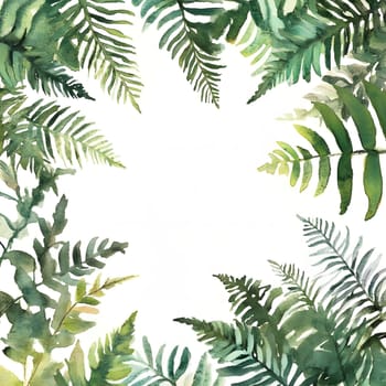 Green Watercolor Style Fern Leaves Greenery plant