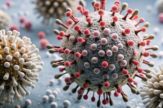A microscopic image of a coronavirus particle. A high-quality photo.