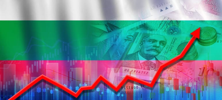 Bulgarian financial growth, economic recovery. Bulgaria economy growth on financial graph