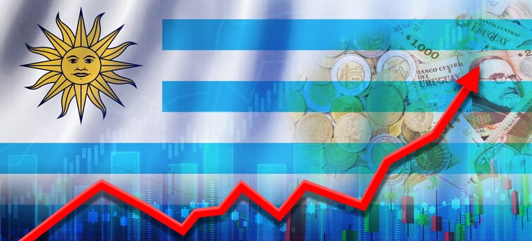 Financial growth Uruguay, economic recovery. Uruguay economy growth on financial graph