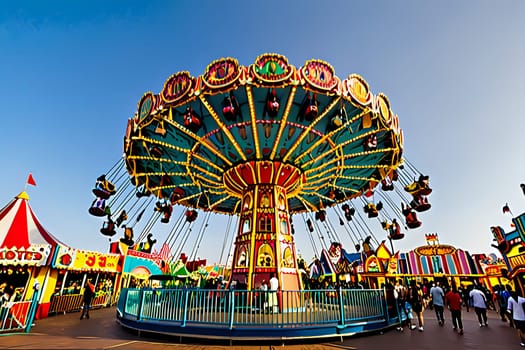 Bustling theme park filled with vibrant attractions and adventure for all ages. AI Image