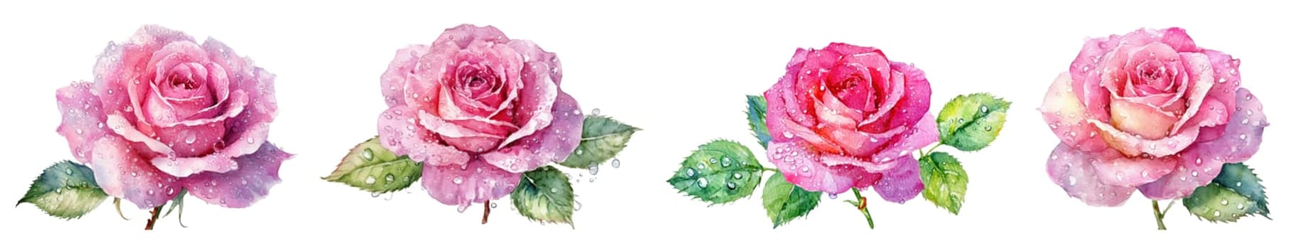 Rosa damascena isolated on white background, watercolor painting