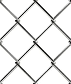 Chain link fence seamless pattern. Industrial style wallpaper. Realistic geometric texture. Graphic design element for web site background, catalog. Steel wire wall on white. Vector illustration