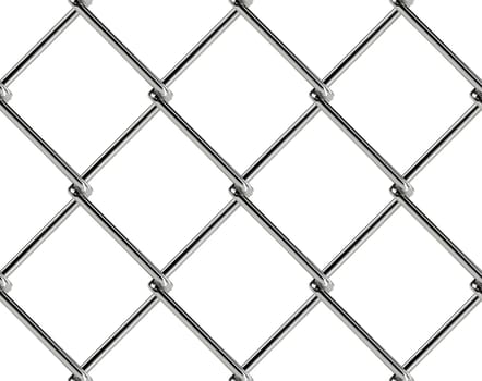 Chain link fence seamless pattern. Industrial style wallpaper. Realistic geometric texture. Graphic design element for web site background, catalog. Steel wire wall on white. Vector illustration