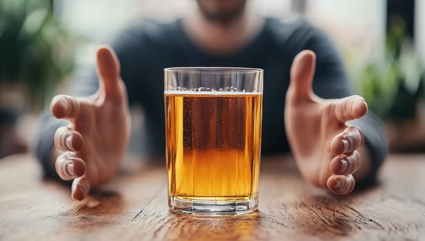 Man struggling with alcohol addiction. Concept of substance abuse and alcoholism.