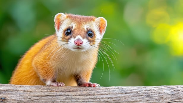 Curious Siberian Weasel, A portrait of wildlife in nature. Concept of adorable animals