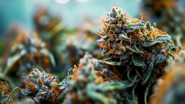 green cannabis flowers in full bloom. AI generative.