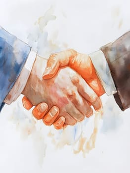 Watercolor Businesspeople Collaboration Handshake Hands Partnership Respect