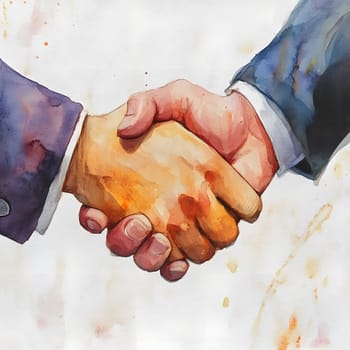 Watercolor Businesspeople Collaboration Handshake Hands Partnership Respect
