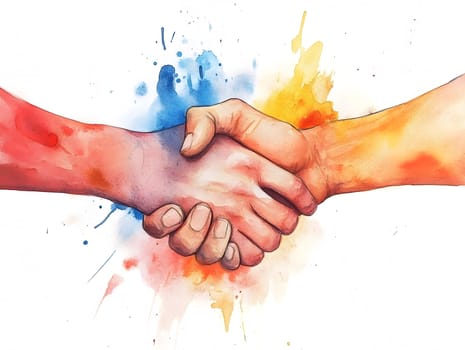 Watercolor Businesspeople Collaboration Handshake Hands Partnership Respect