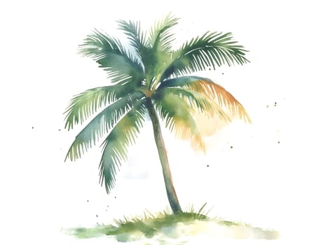 Watercolor Tropic Exotic Palm Tree Nature Beach Plants