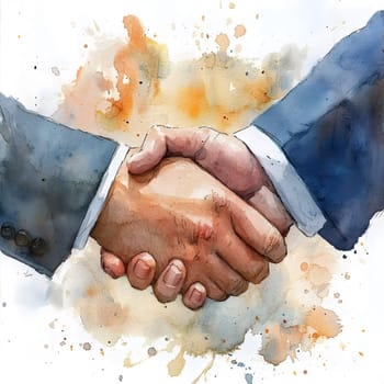 Watercolor Businesspeople Collaboration Handshake Hands Partnership Respect