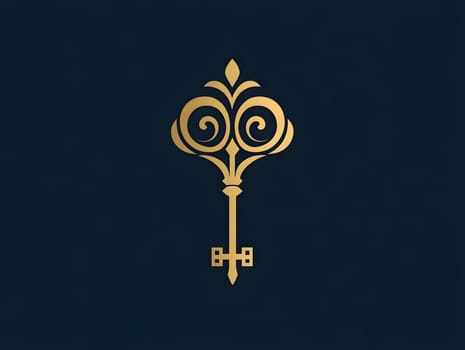 Luxery Antique Ancient Ornate Golden Key Icon