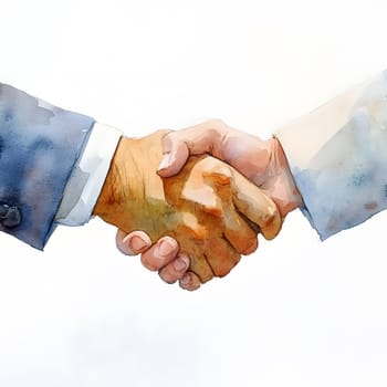 Watercolor Businesspeople Collaboration Handshake Hands Partnership Respect